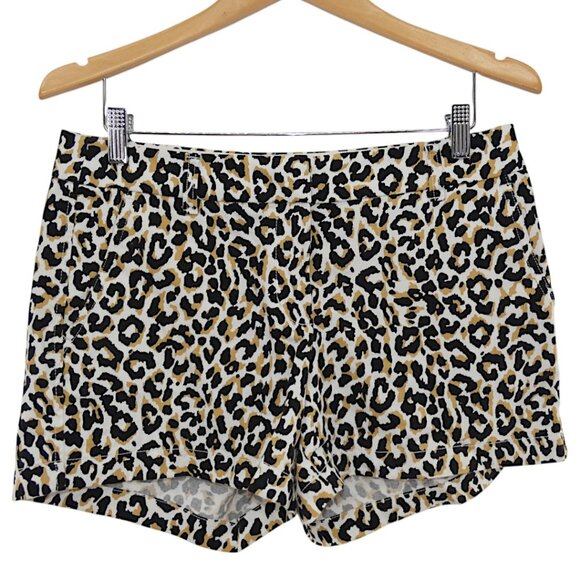 J.Crew Leopard Animal Print Chino Shorts Size 6 Animal Print Trendy Y2K Coquette - Picture 1 of 6
